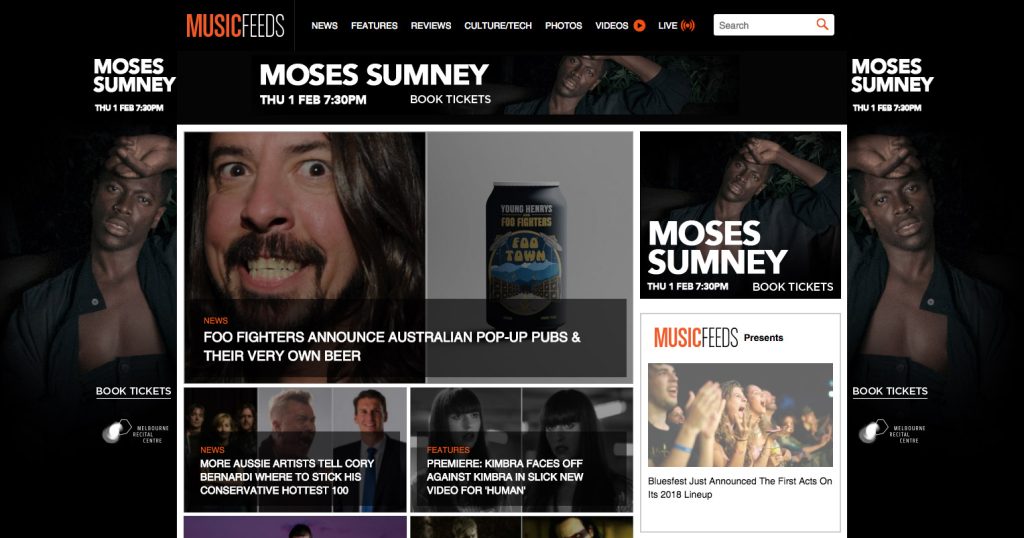 Moses Sumney featured on the Music Feeds website