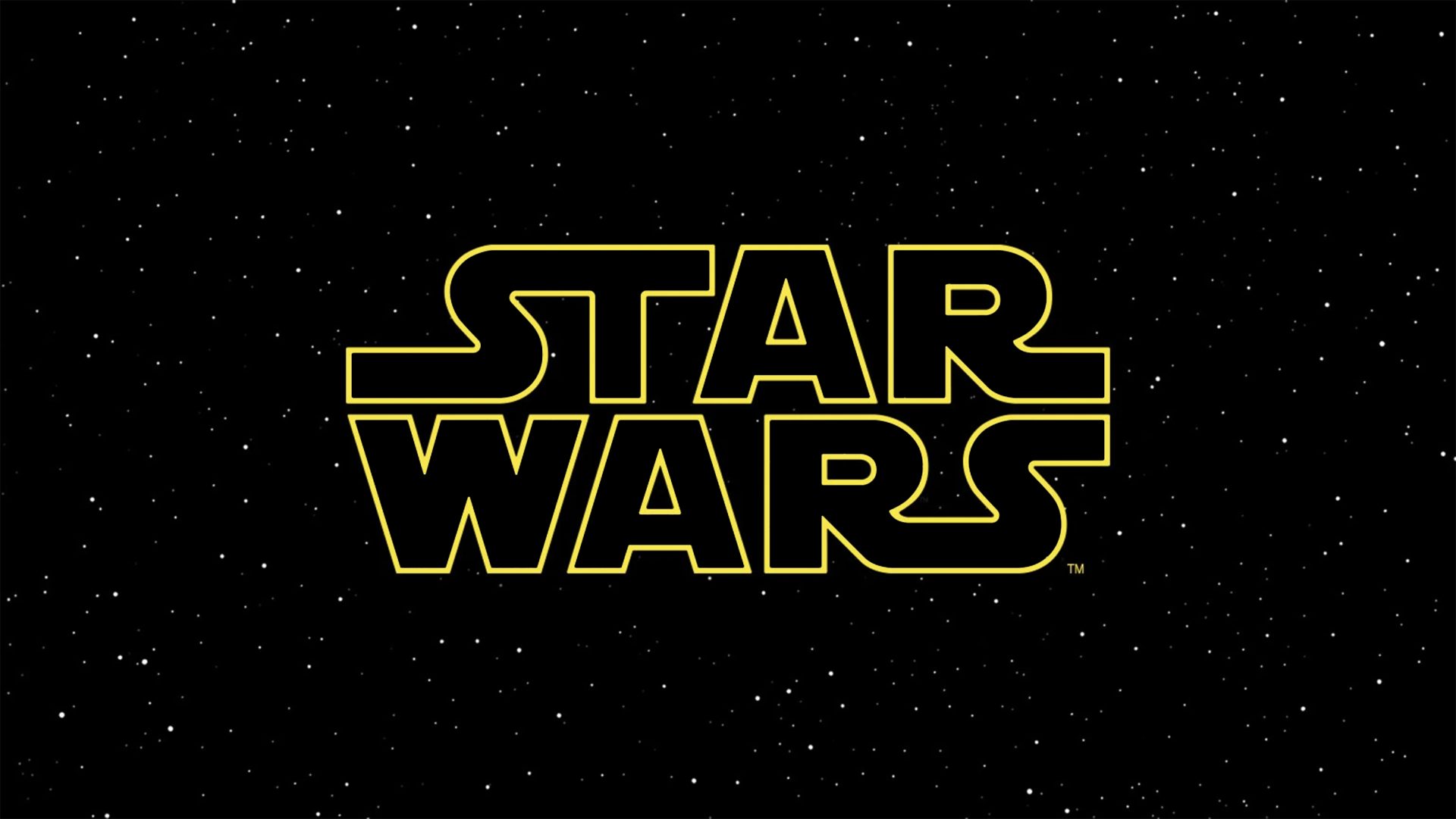 Star Wars logo in yellow against a starry black sky
