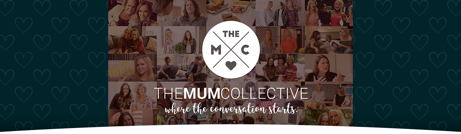 The Mum Collective logo over a collage of women