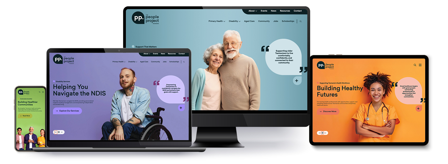 The People Project Tasmania's award winning website featured dynamically across several screens